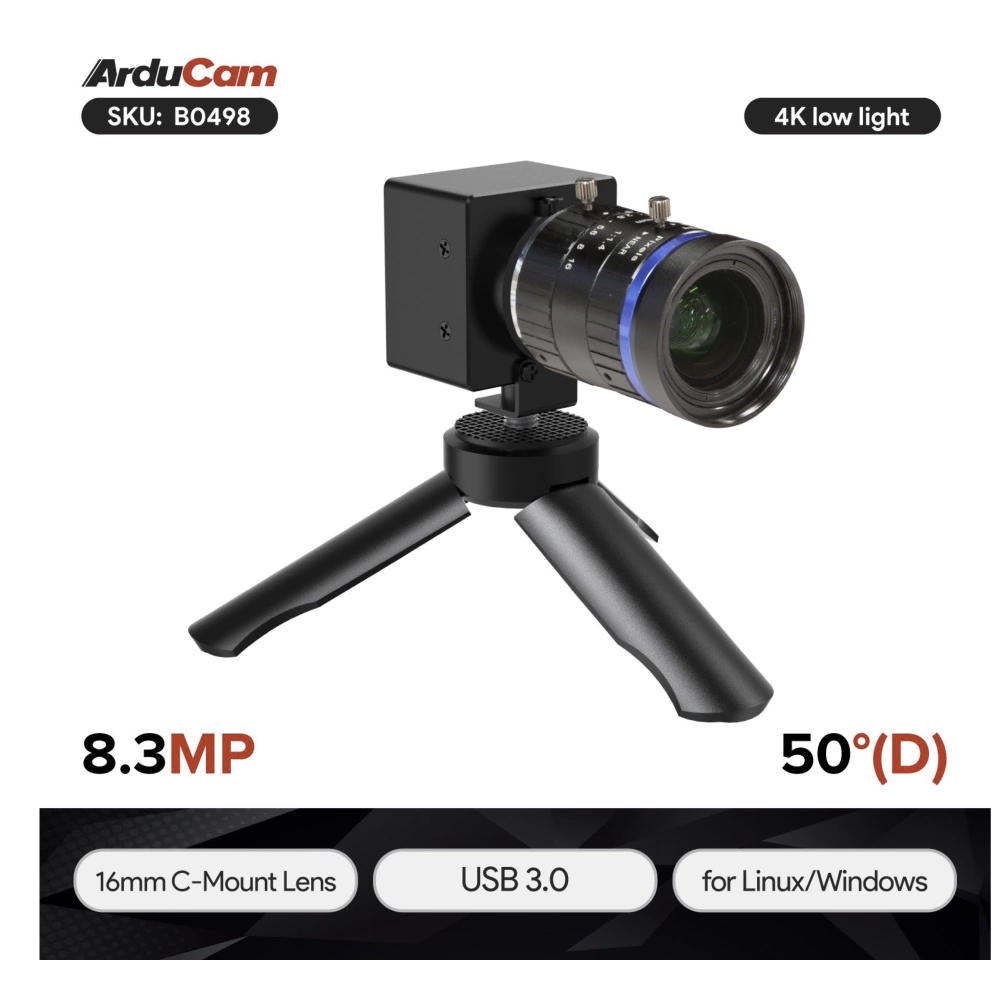 8.3 МП камера Arducam Sony STARVIS 2 IMX585 USB 3.0 с 16 мм объективом C-Mount