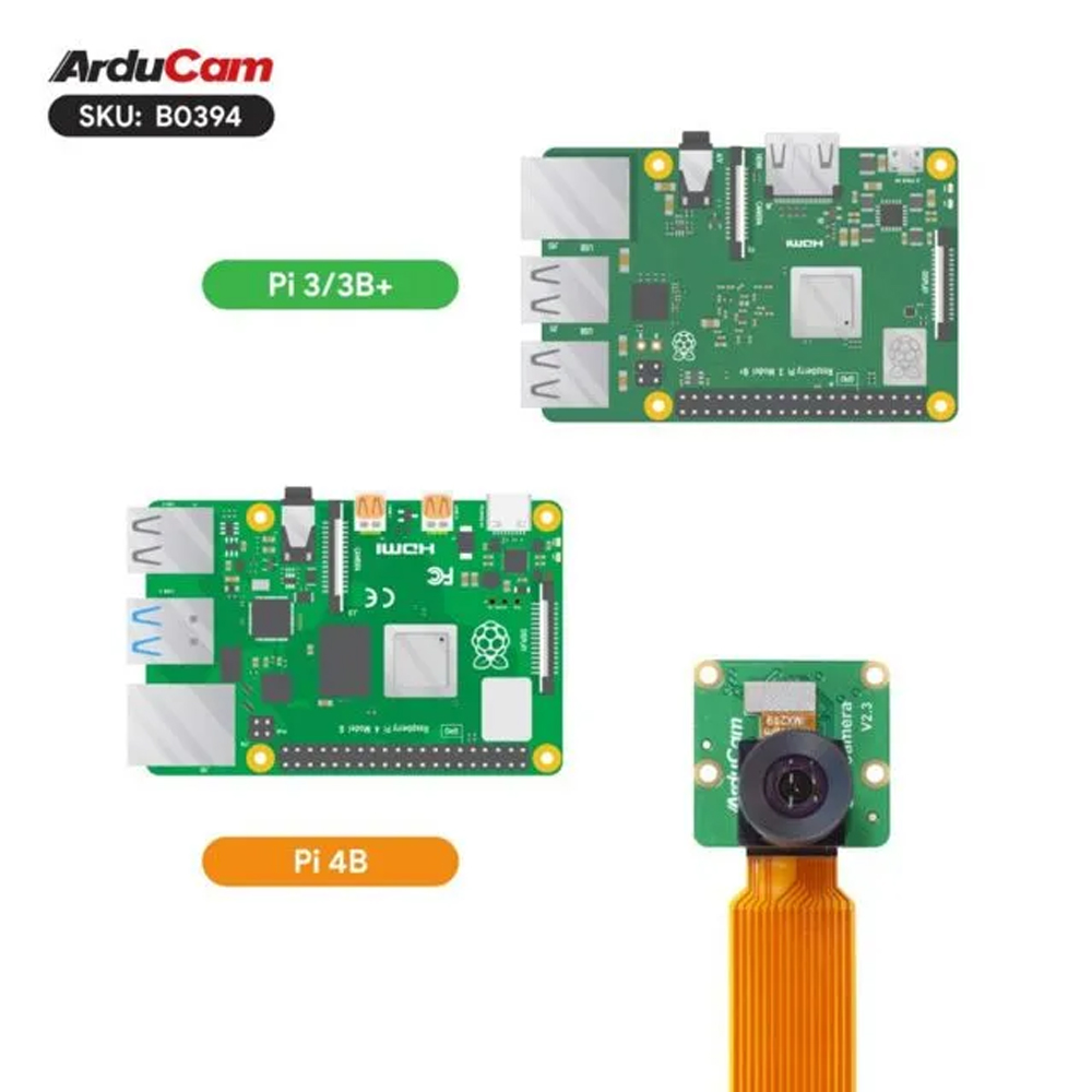 8МП камера Arducam IMX219 105° M12 Raspberry Pi 5, 4B, Pi 3/3B+, Pi Zero 2W