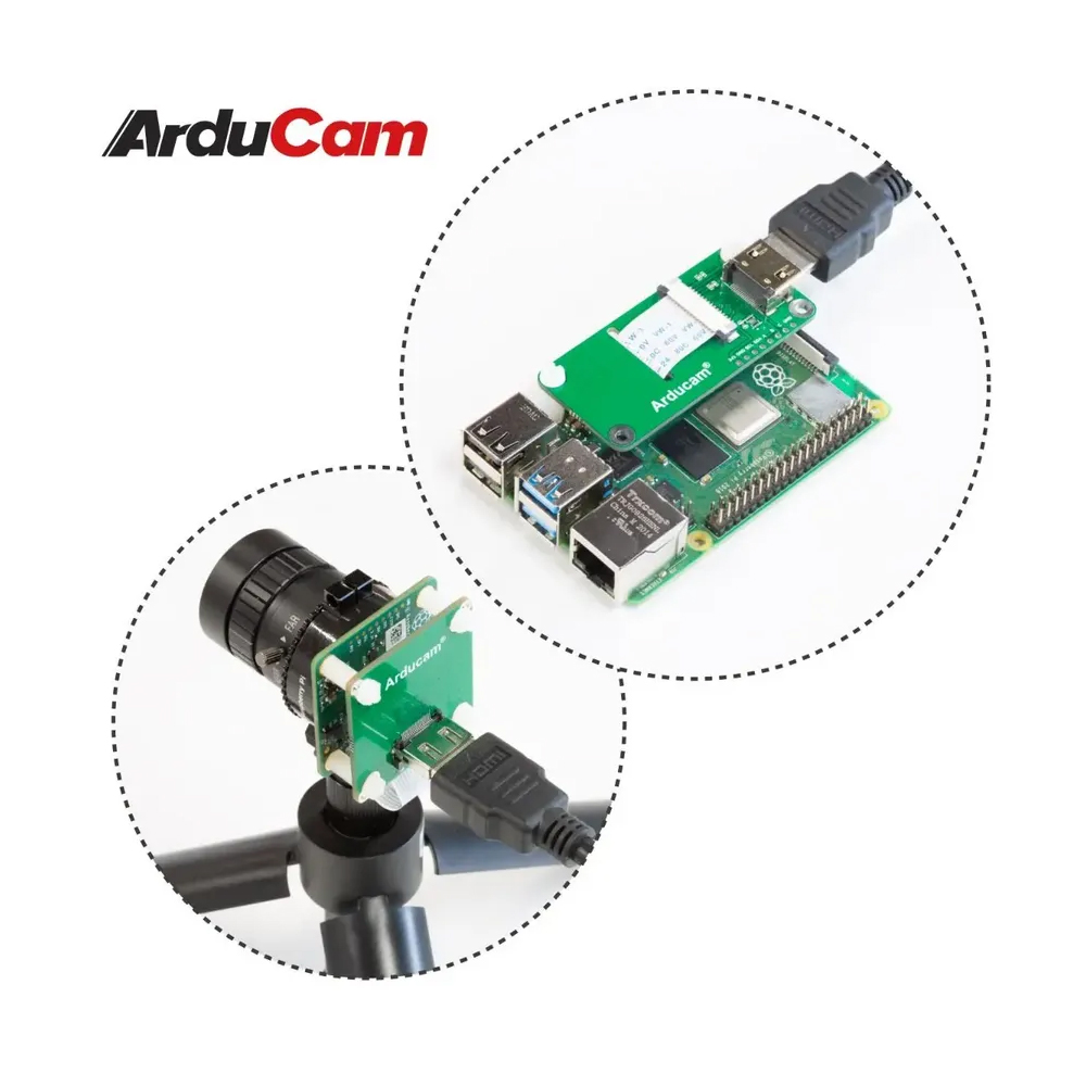 Комплект адаптеров CSI-HDMI для 12МП камеры с сенсором IMX477 Raspberry Pi HQ