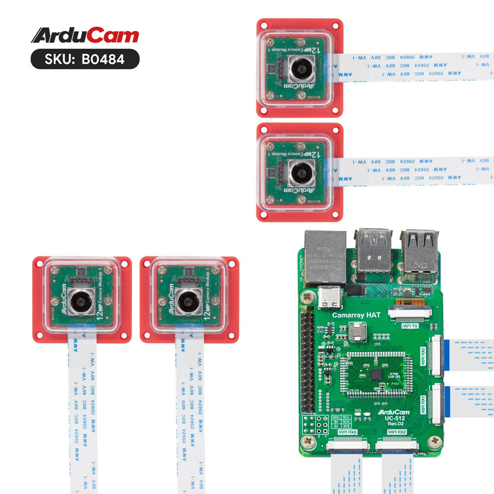 Модуль из 4-х камер Arducam 12MP*4 IMX708 для Raspberry Pi Автофокус