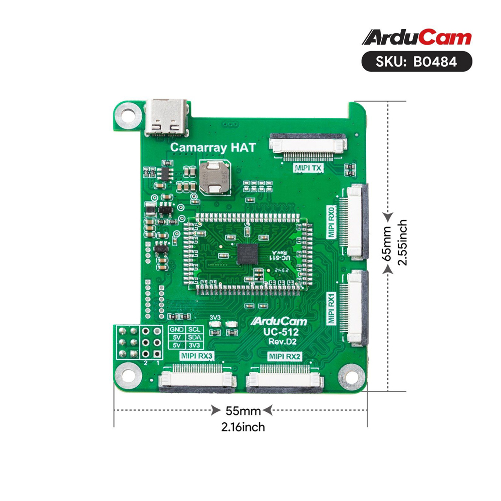 Модуль из 4-х камер Arducam 12MP*4 IMX708 для Raspberry Pi Автофокус