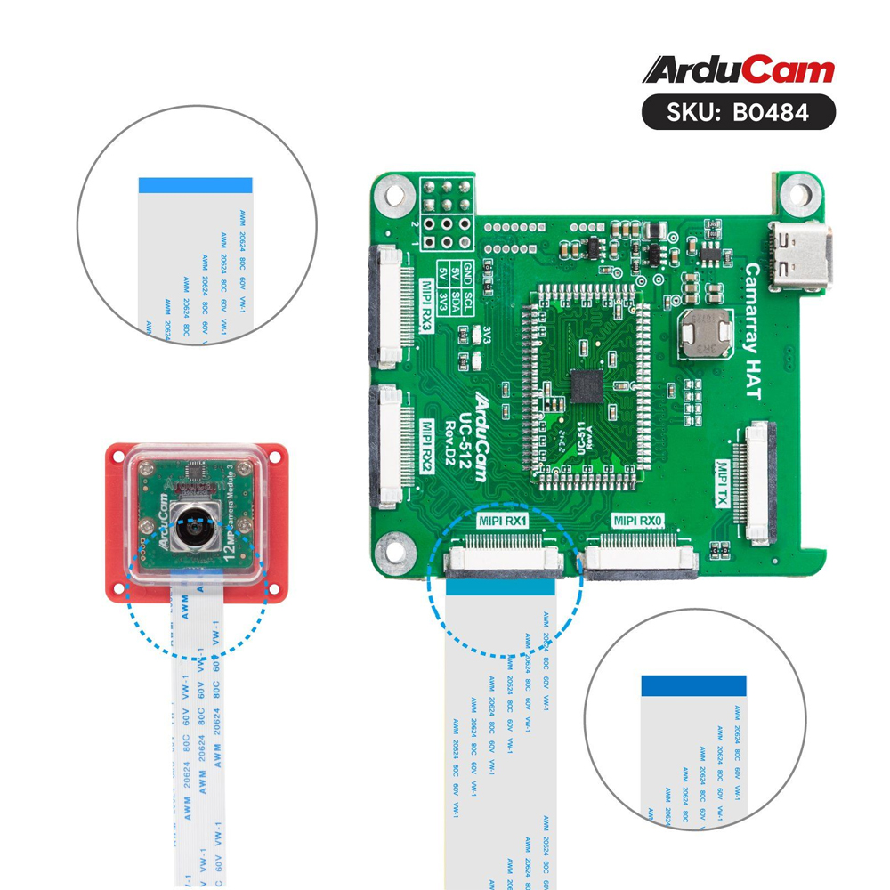 Модуль из 4-х камер Arducam 12MP*4 IMX708 для Raspberry Pi Автофокус